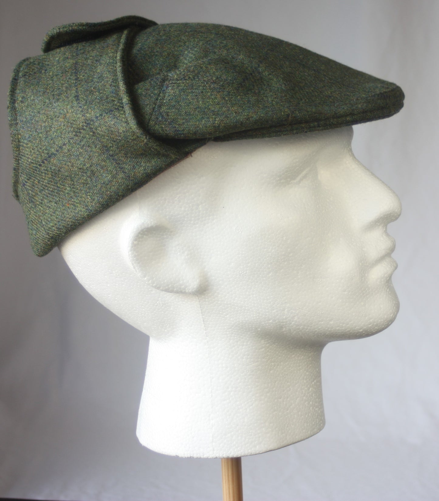 Bugatti Cap - Green with Blue Pattern - Leather Driving Helmets