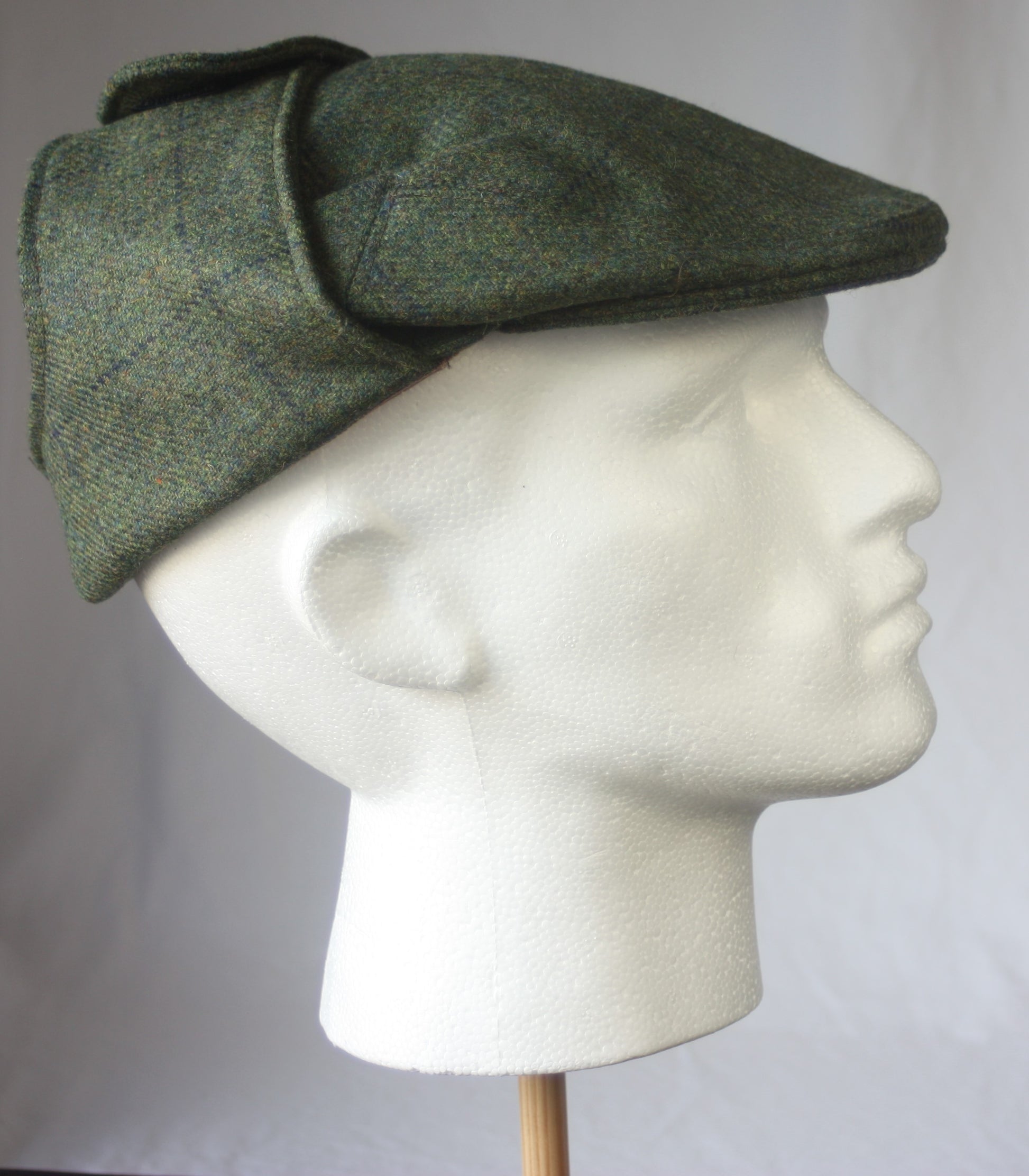 Bugatti Cap  - Green with Blue Pattern - Leather Driving Helmets