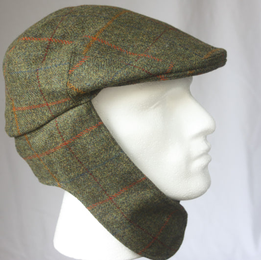 Bugatti Cap  - Green with Orange and Red Pattern - Leather Driving Helmets