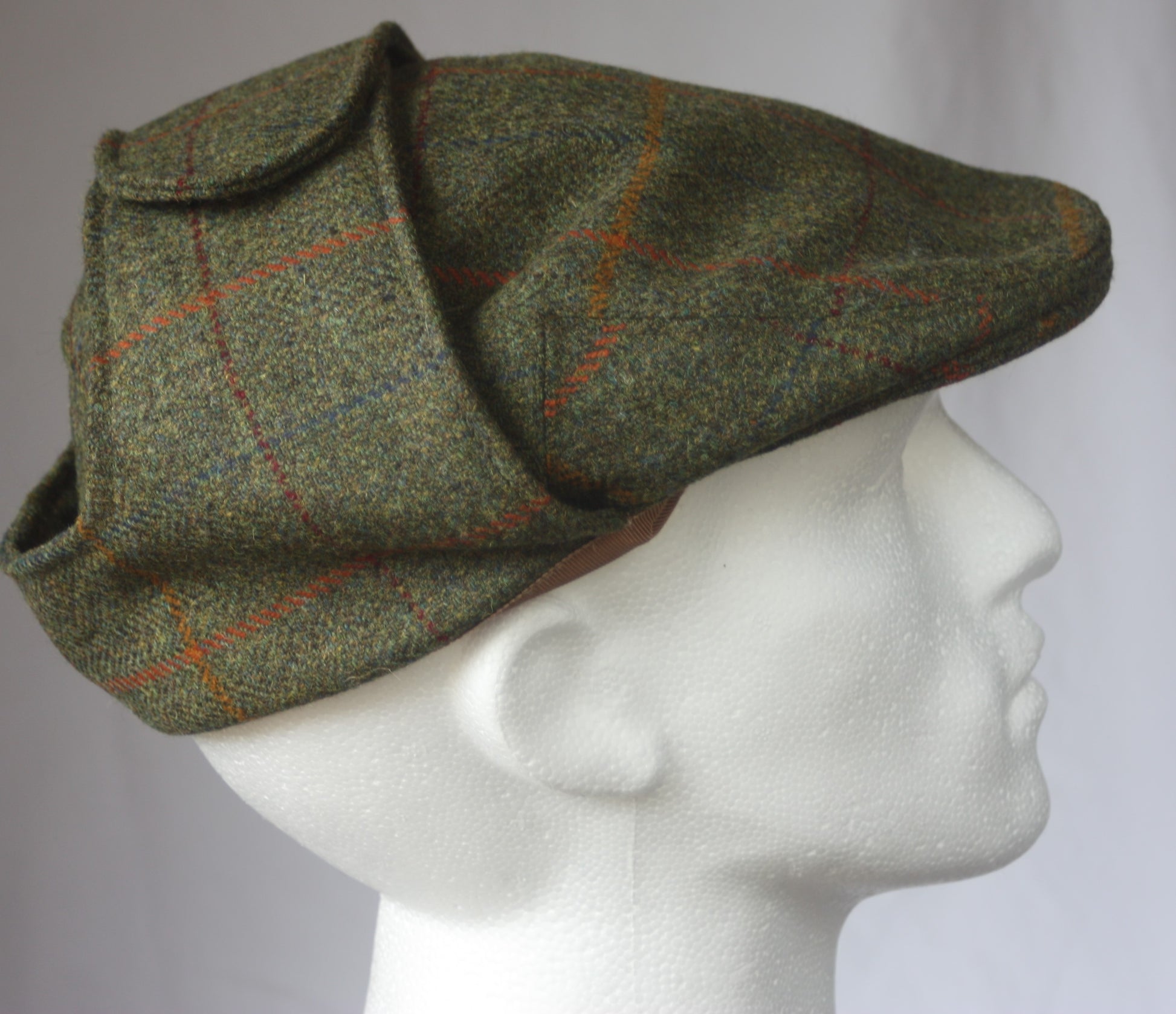 Bugatti Cap  - Green with Orange and Red Pattern - Leather Driving Helmets