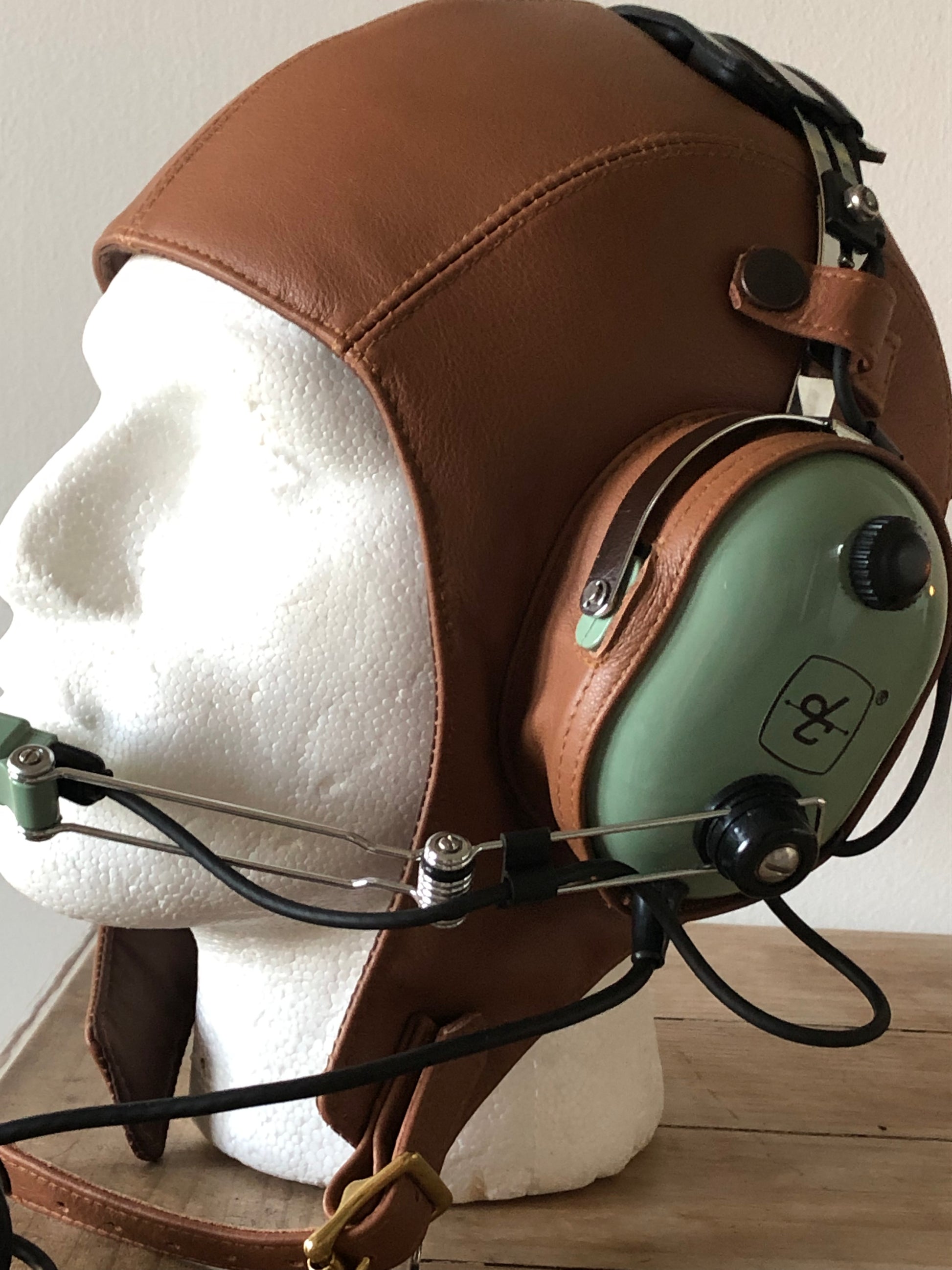 David Clark Tan Leather Helmet