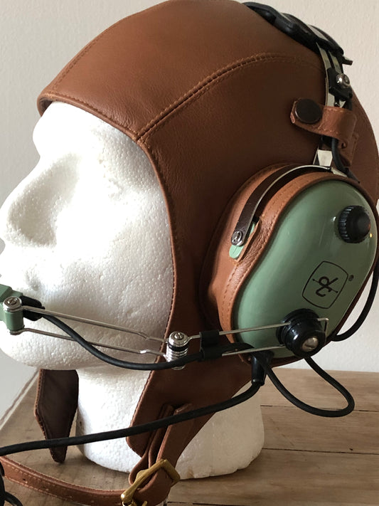 David Clark Tan Leather Helmet