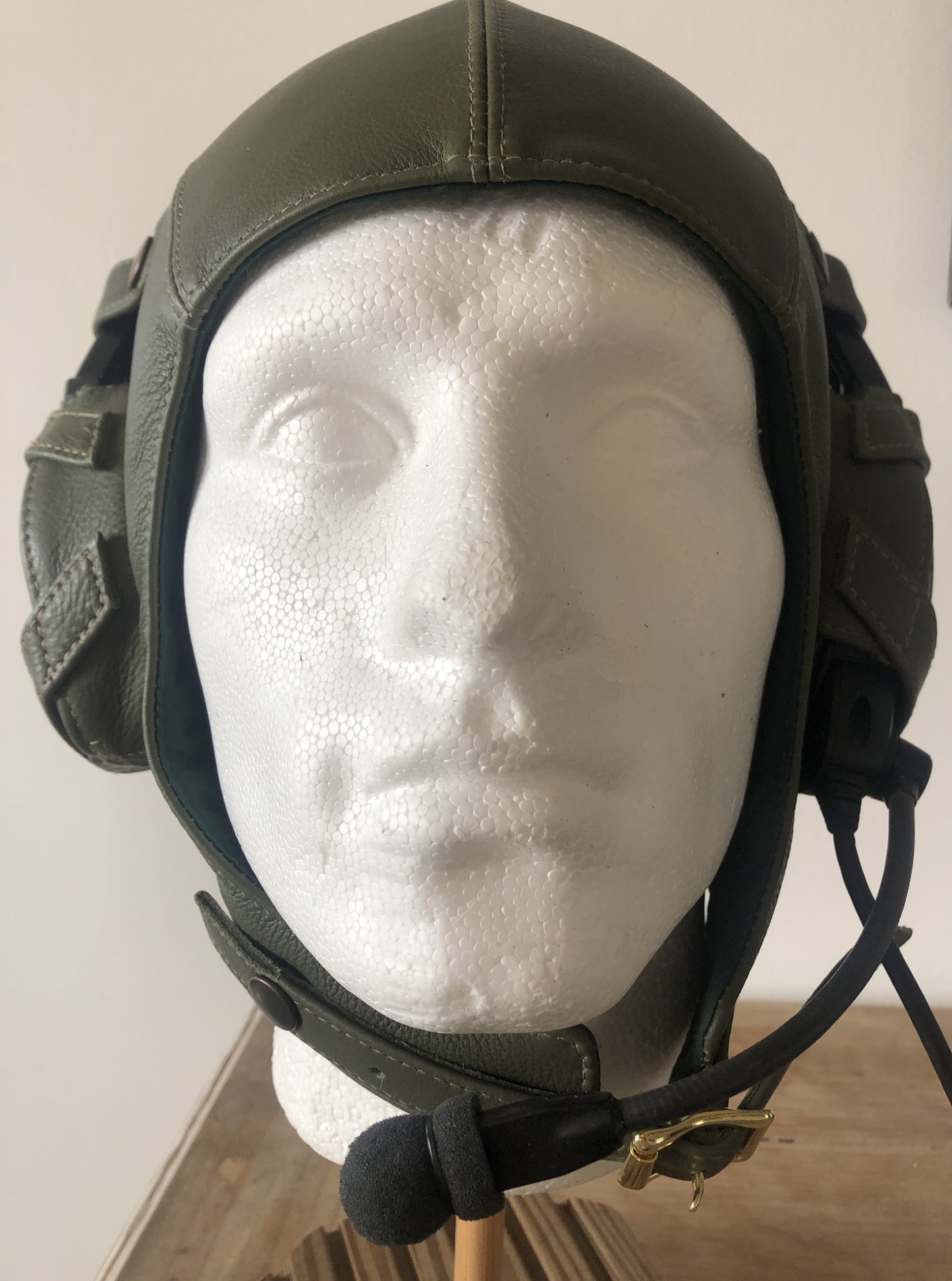 L14a Pilot Leather Bose Olive Green Helmet - Leather Driving Helmets