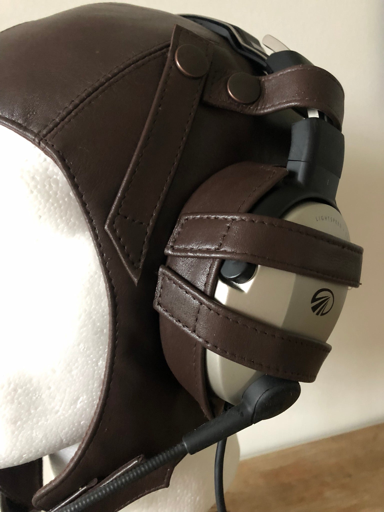 L16b Pilot Leather Lightspeed Delta Zulu Open Cockpit Helmet Extra Goggle Straps - Leather Driving Helmets