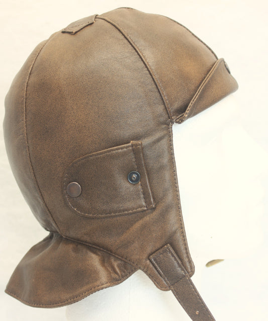 L1 Driving Helmet Old Look Brown - Leather Driving Helmets