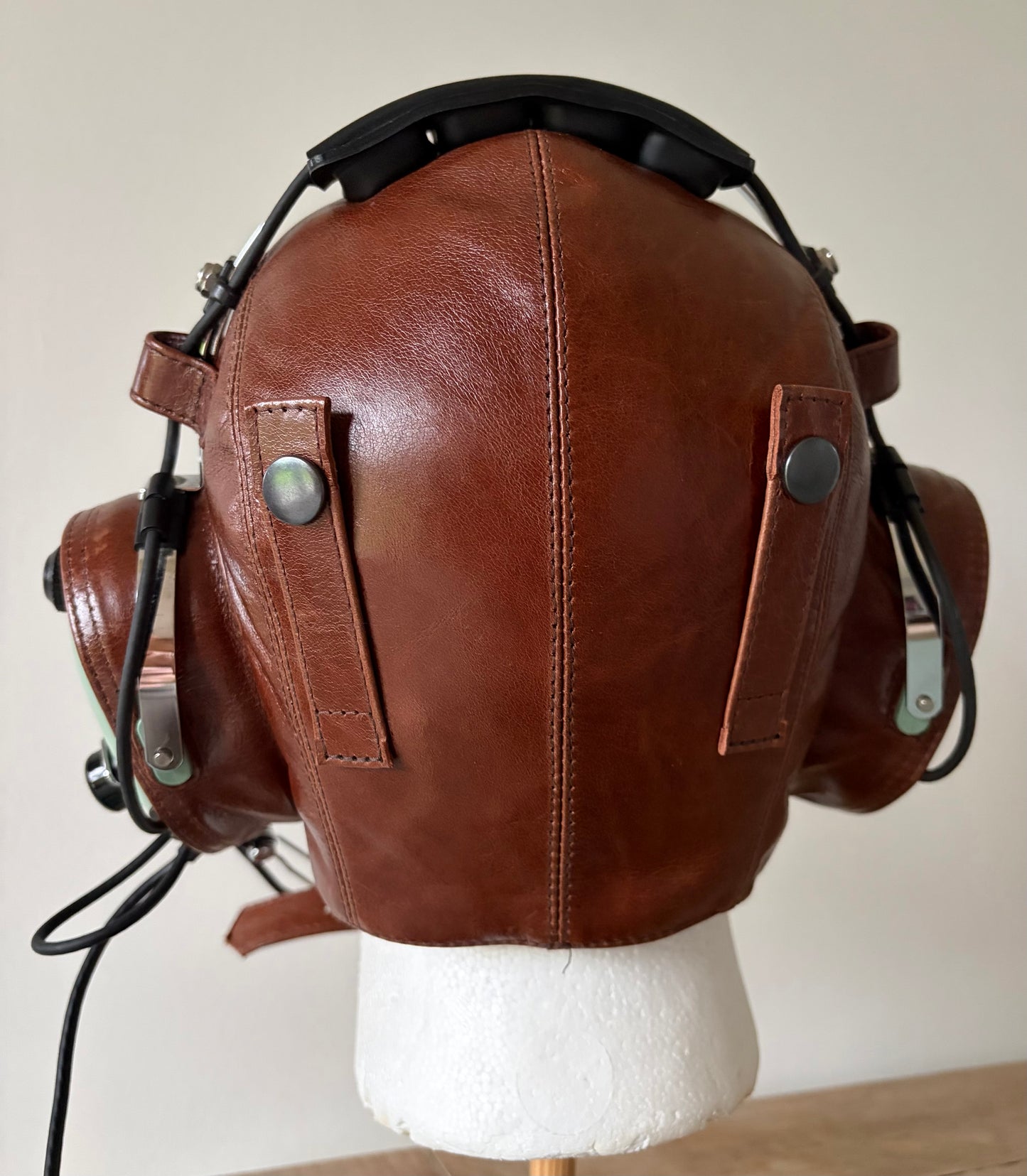 L13b Pilot Leather David Clark Open Cockpit Helmet & Extra Goggle Straps Chestnut