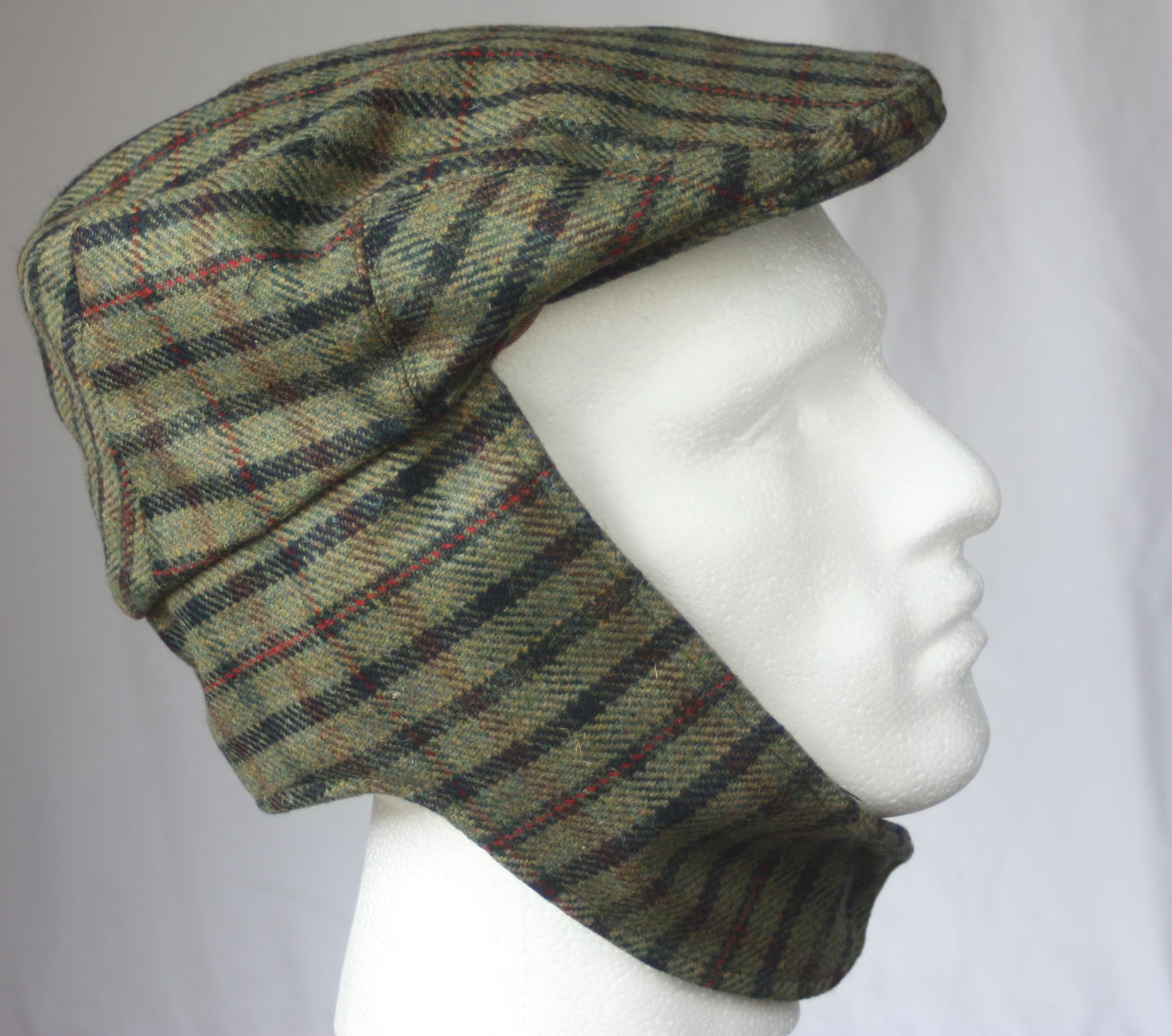 Bugatti Cap  - Green with Bold Red and Blue Pattern - Leather Driving Helmets