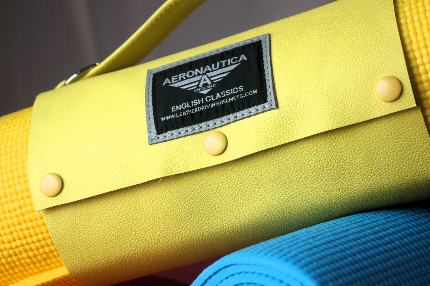 Coloured Yellow Leather Yoga Mat Holder