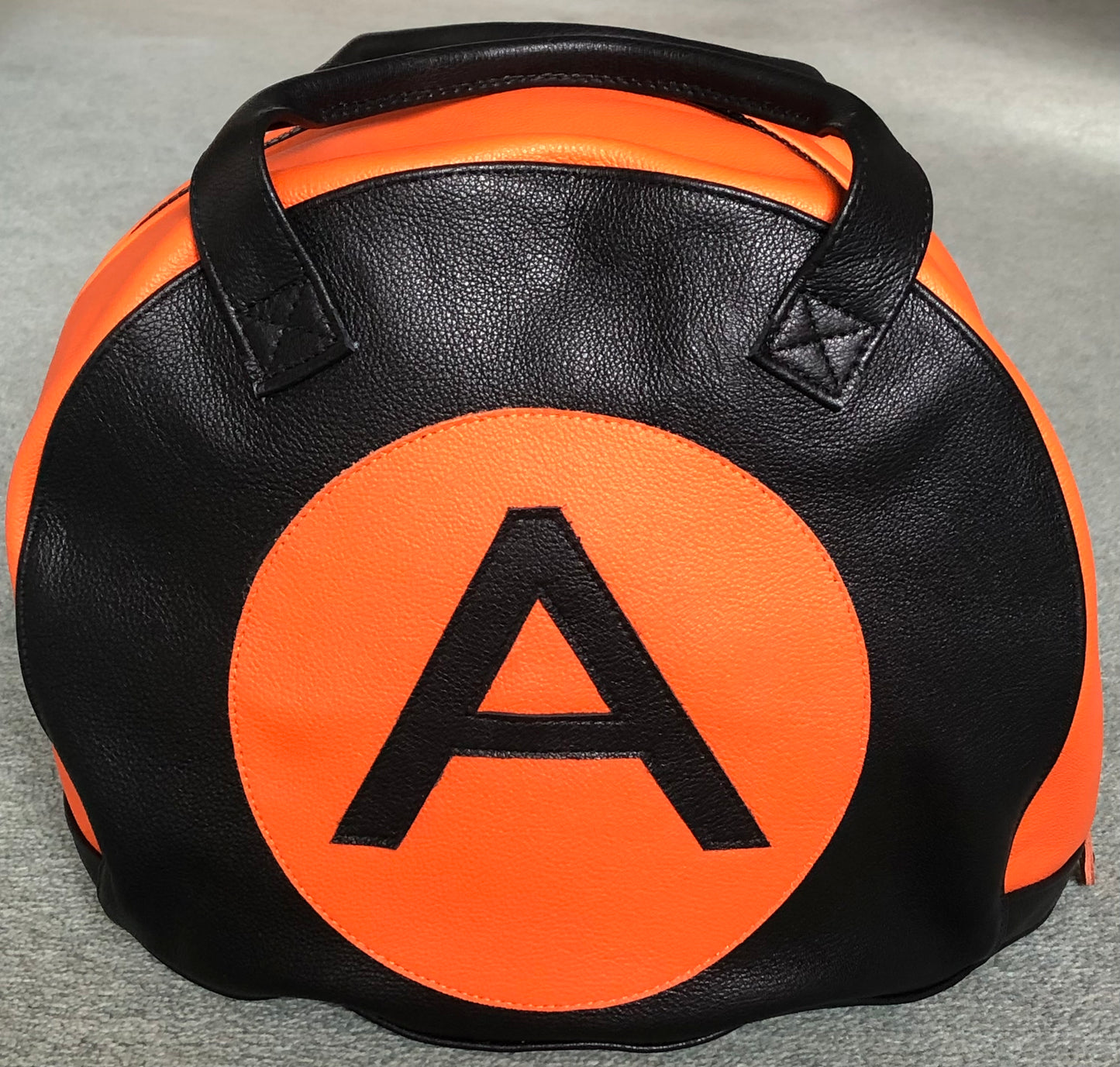 Initialed Coloured Leather Crash Helmet Bag - Leather Driving Helmets