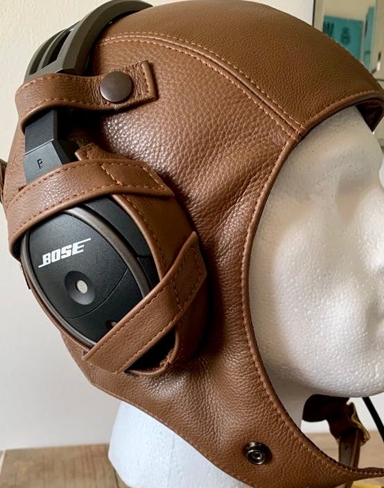 L14a Pilot Leather Bose Open Cockpit Helmet Coffee Brown