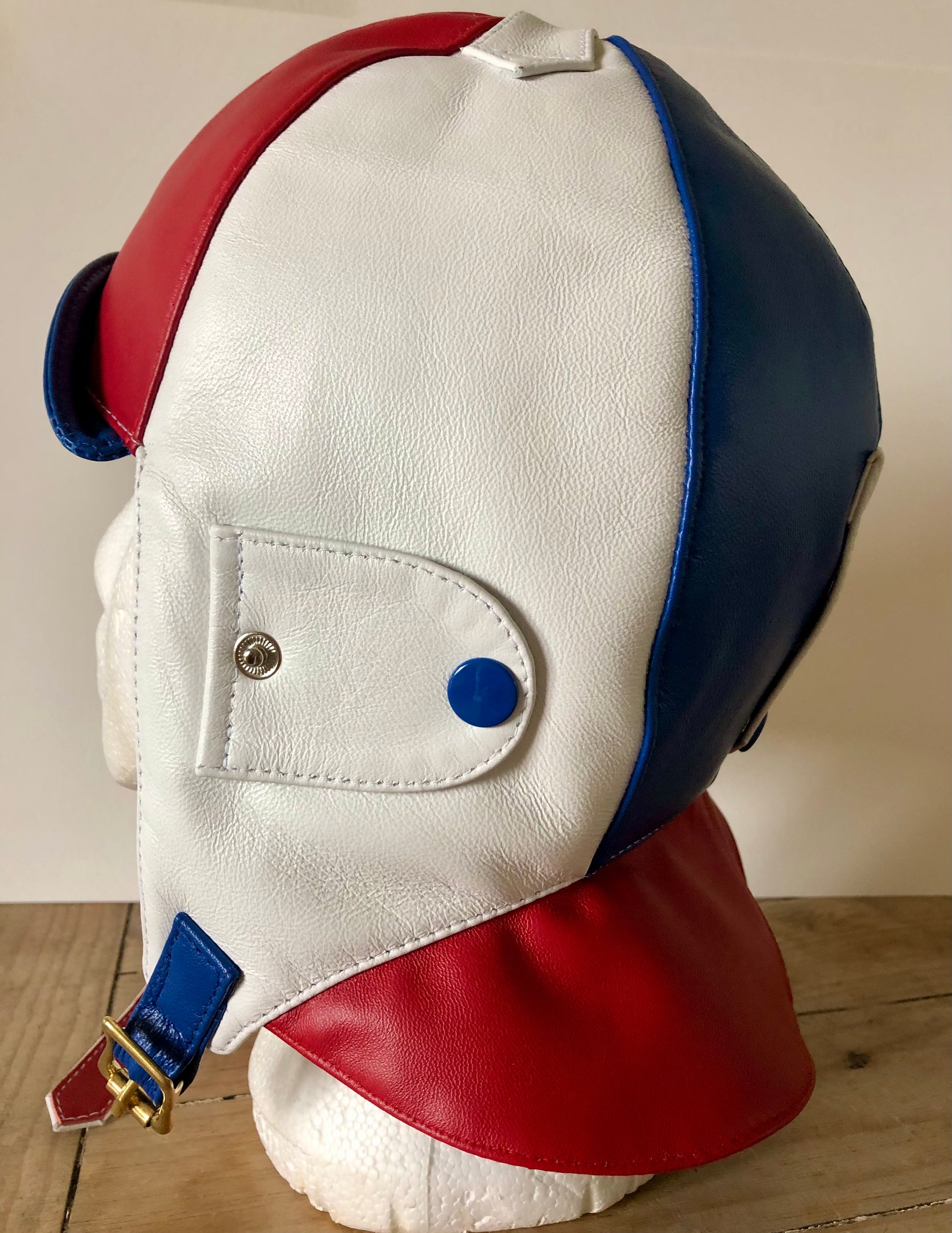 L1 Driving Helmet Red, White & Blue Multi Coloured - Leather Driving Helmets