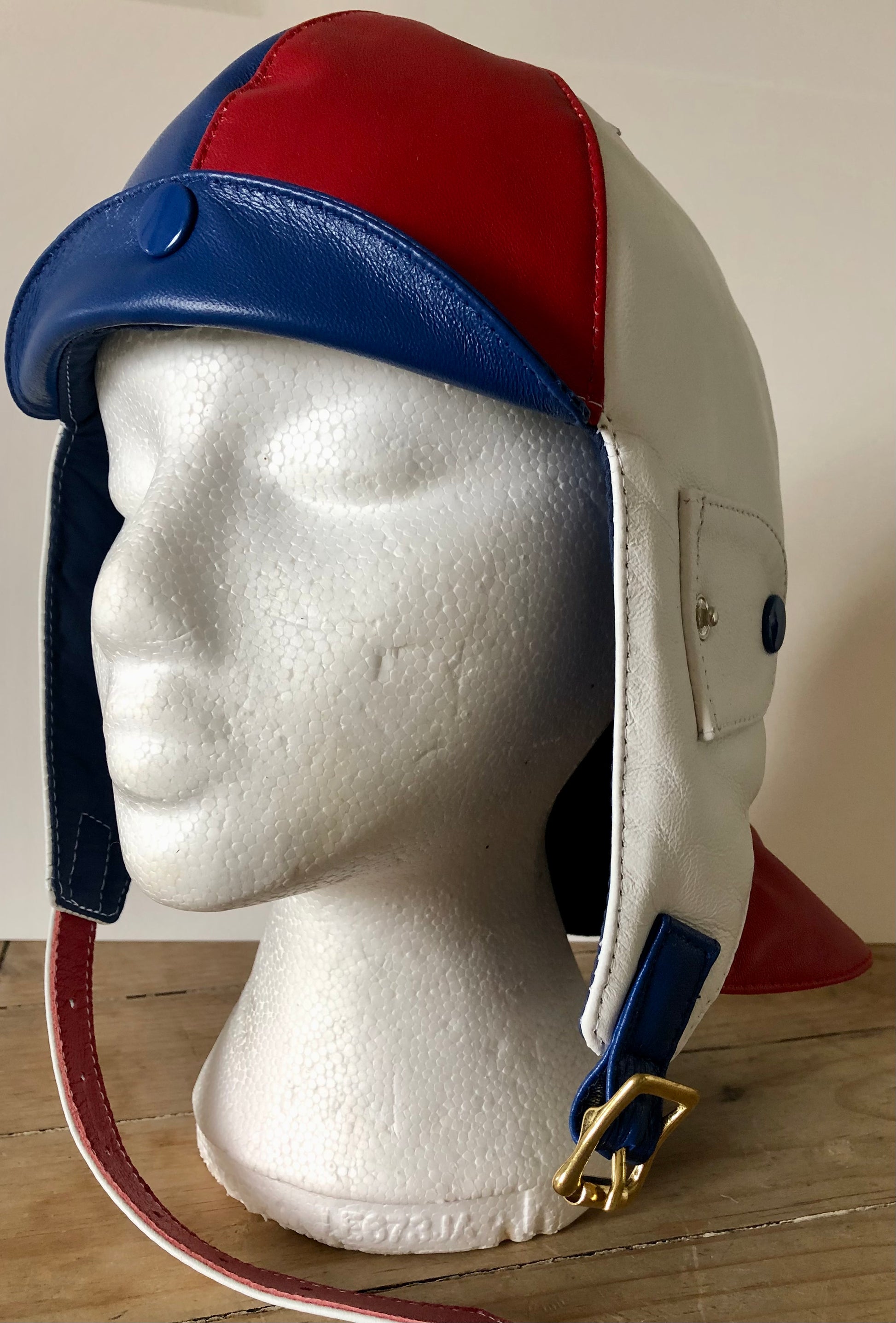 L1 Driving Helmet Red, White & Blue Multi Coloured - Leather Driving Helmets