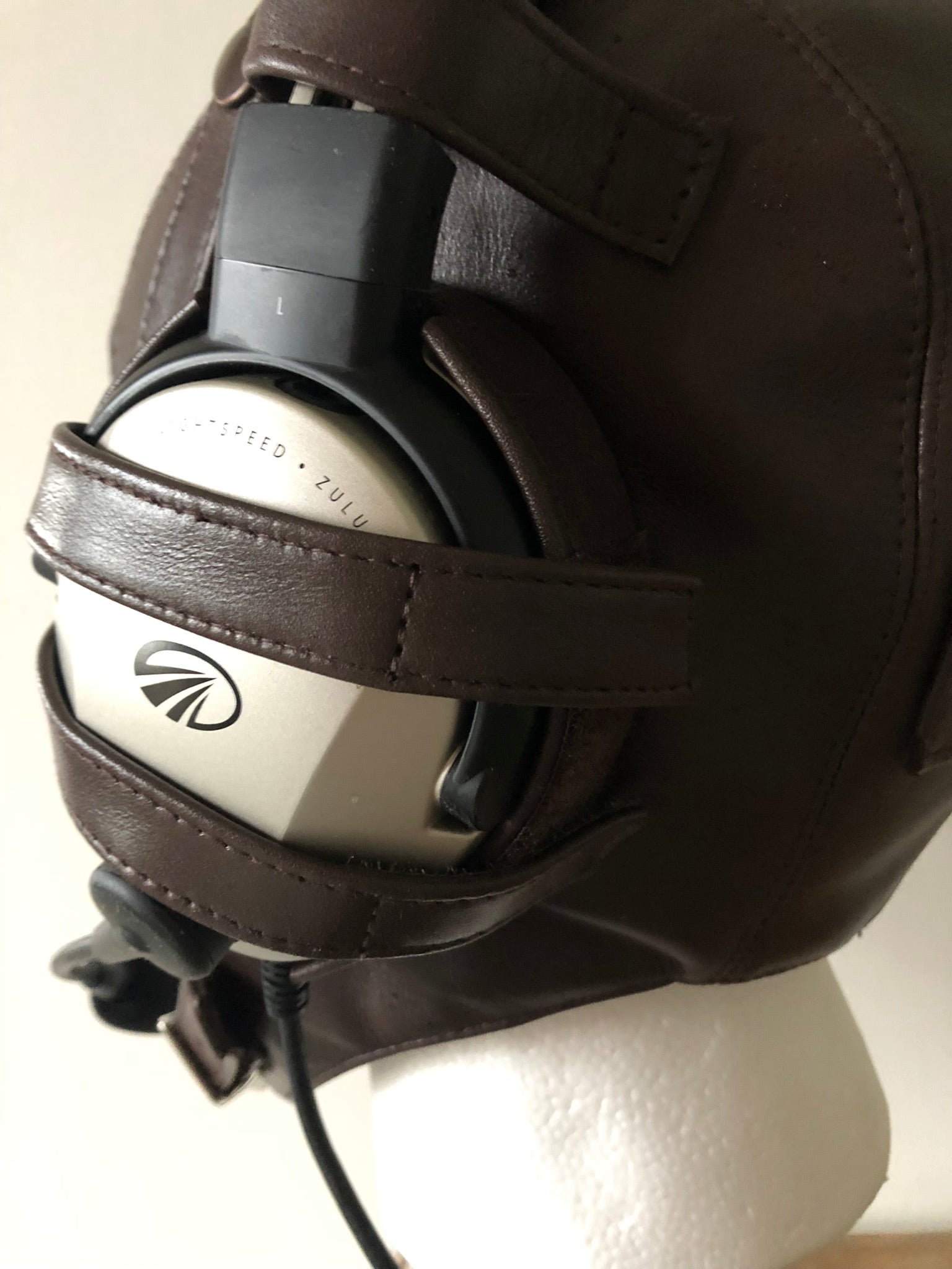 L16b Pilot Leather Lightspeed Delta Zulu Open Cockpit Helmet Extra Goggle Straps - Leather Driving Helmets