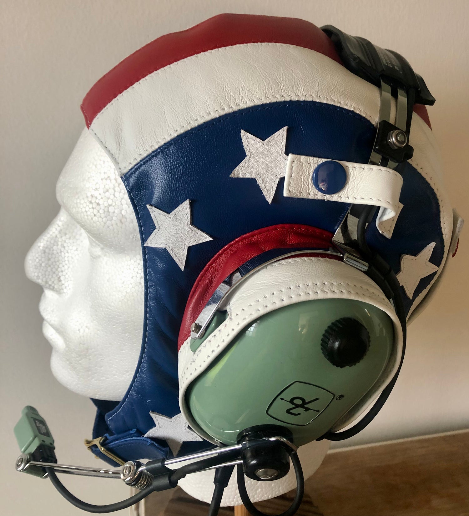 stars and stripes leather pilot helmet