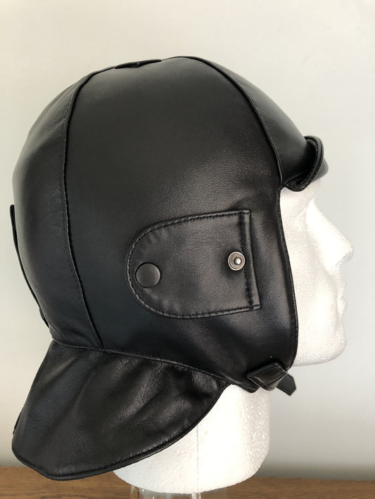 Black Leather Driving Helmet