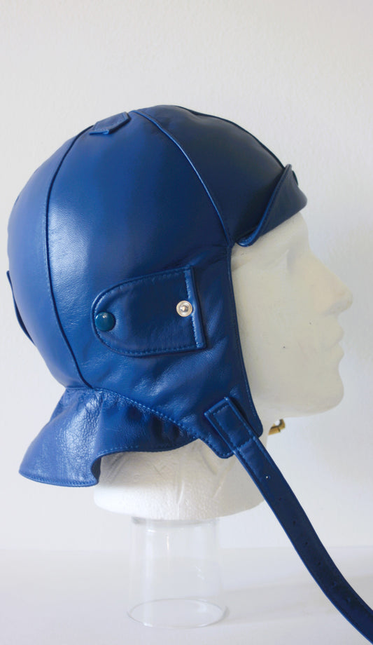  Blue Leather Driving Helmet