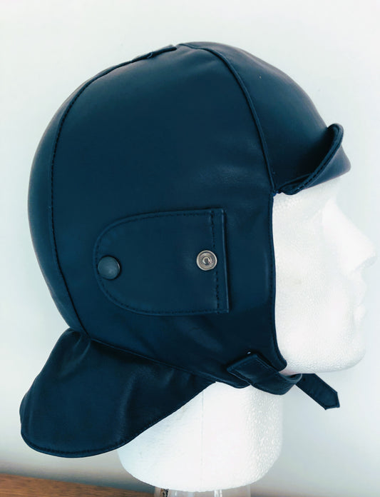 Navy Blue Leather Driving Helmet