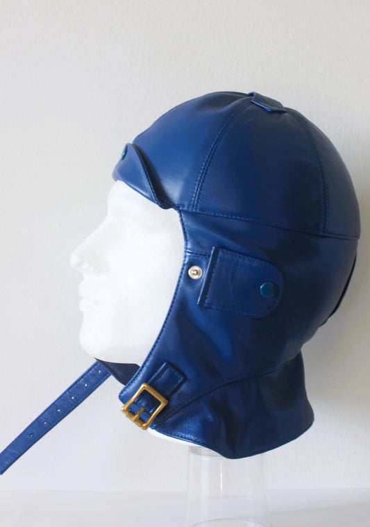 L11 Aero Screen Drivers Helmet Mid Blue - Leather Driving Helmets